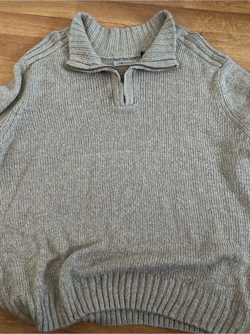 Mens Quarter-Zip Knit Sweater - Light Gray